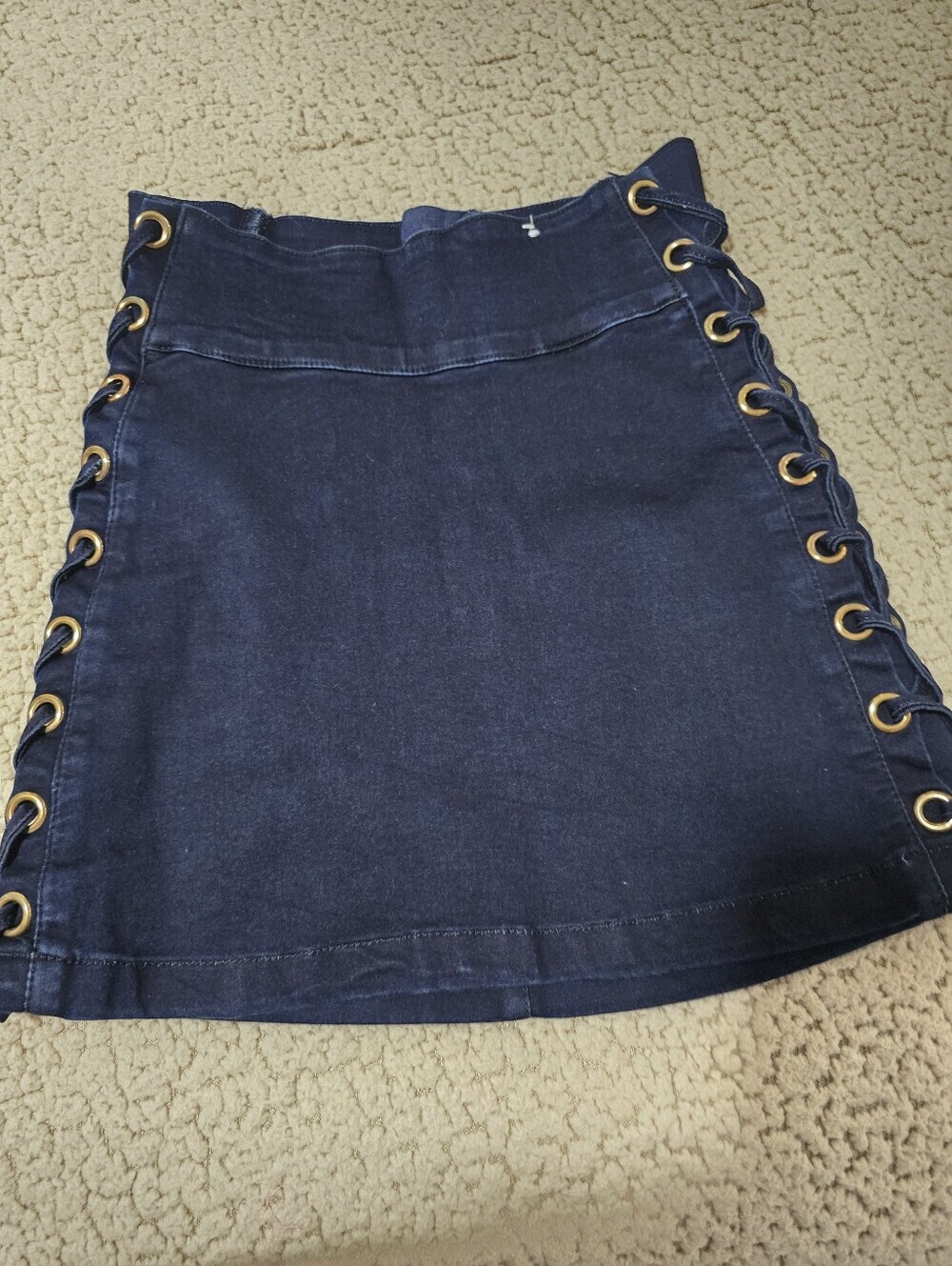 Navy Lace-Up Side Mini Skirt